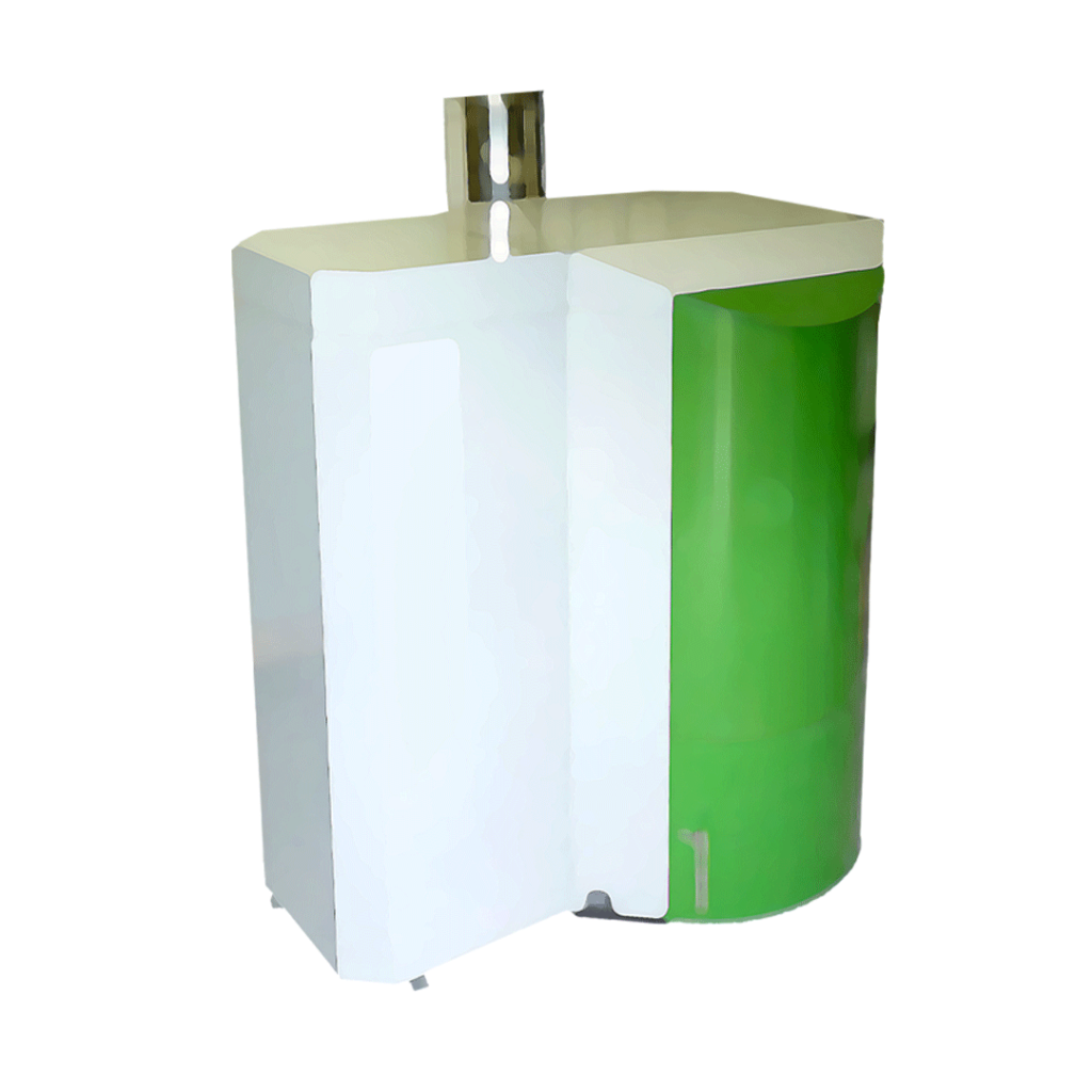 Chaudière devant un cercle blanc