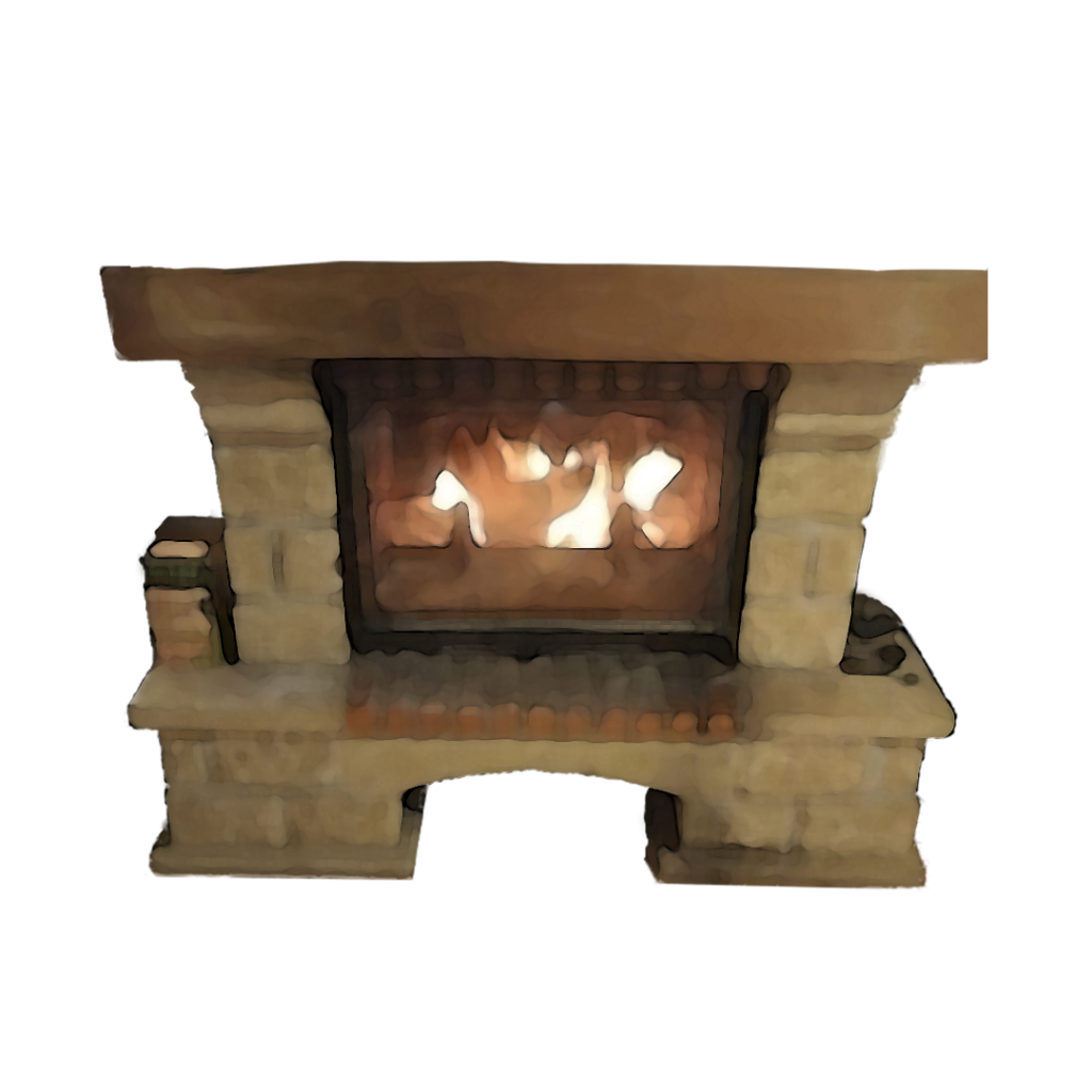 Cheminée à foyer fermé devant un cercle blanc